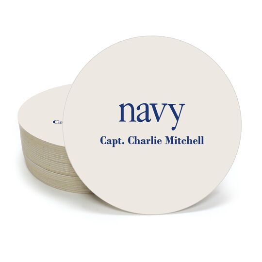 Big Word Navy Round Coasters
